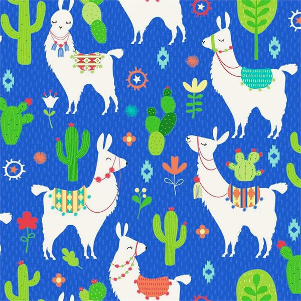 Llama Llama Main on Blue by Northcott