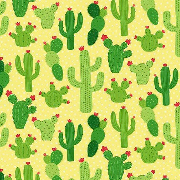 Llama Llama Cacti on Yellow by Northcott