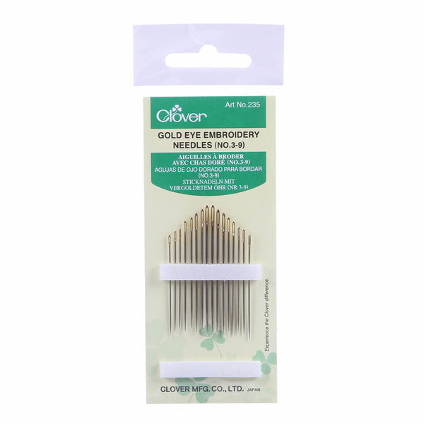 Embroidery Needles Gold Eye Sizes 3 to 9