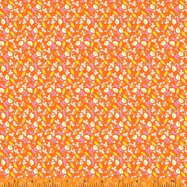Lucky Rabbit Calico in Red Orange by Heather Ross, red-orange small-floral calico quilting cotton
