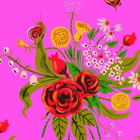 20th Anniversary Wild Flowers in Pink by Heather Ross 42205A-1