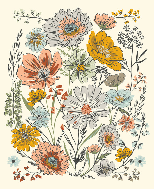 Woodland And Wildflowers Florals in cream by Fancy That Design House Co 45588-11