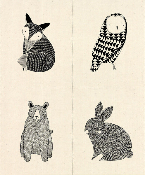 Thicket Critter Project Panel on Natural by Gingiber for Moda Fabrics