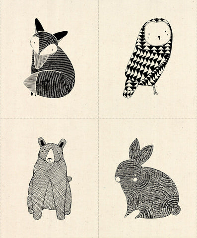 Thicket Critter Project Panel on Natural by Gingiber for Moda Fabrics