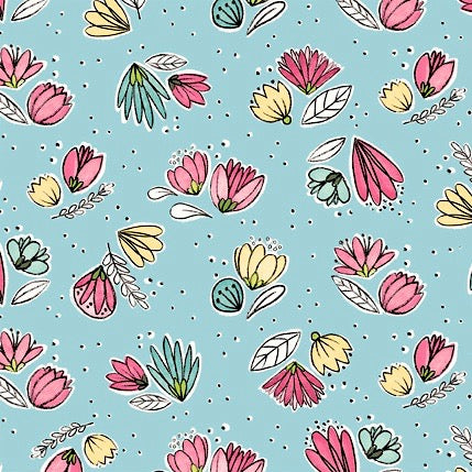 Catnip Small Floral Aqua