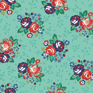 Backyard Blooms Roses in Aqua by Allison Harris 51819-2