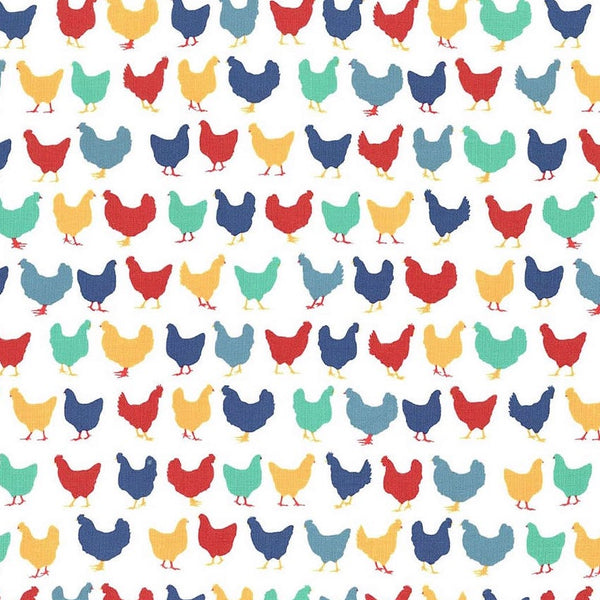 Backyard Blooms Chickens in White by Allison Harris 51820-3