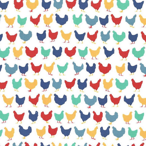 Backyard Blooms Chickens in White by Allison Harris 51820-3