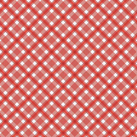 Backyard Blooms Plaid in Red by Allison Harris 51824-7