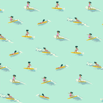 Malibu Tiny Surfers in Sea Foam by Heather Ross 52146-6