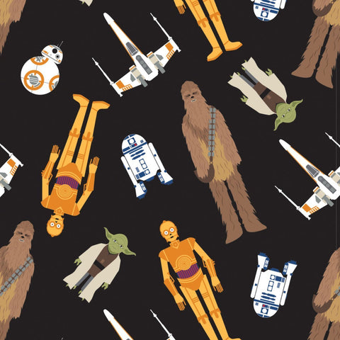 Star Wars Fabric Tossed In Space in Black by Camelot Design Studio 73011106-02