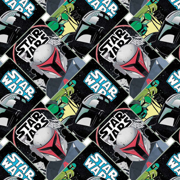 Star Wars Fabric Mando Poster Collage in Green by Camelot Design Studio 73800212-01