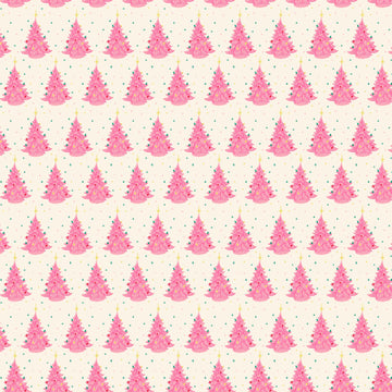 Merry Kitchmas Christmas Trees in Cream by Louise Pretzel 90666-12