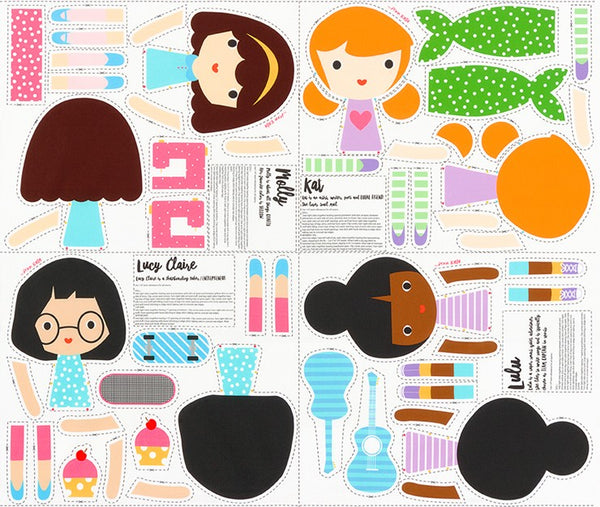 Girl Friends Kat, Lulu, Molly, Lucy Doll Panel