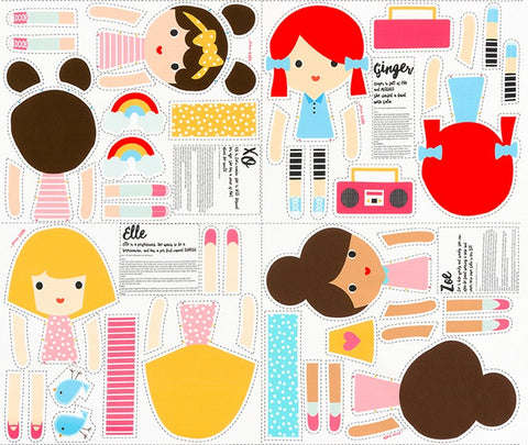 Girl Friends Zoe, Elle, Ginger, and Xo Doll Panel