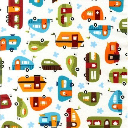 Out N' About Campers on White by Robert Kaufman Fabrics