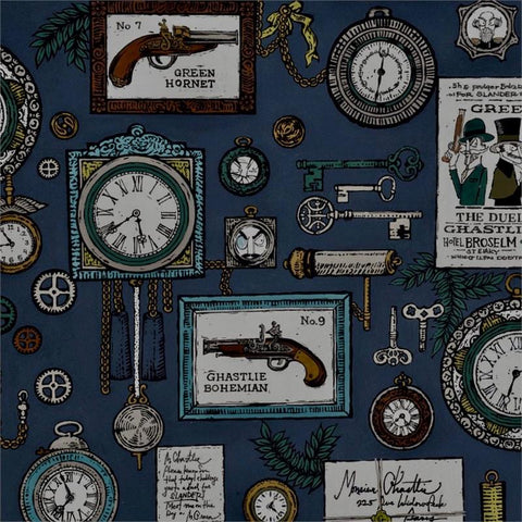 A Ghastlie Duel in Blue by Alexander Henry Fabrics