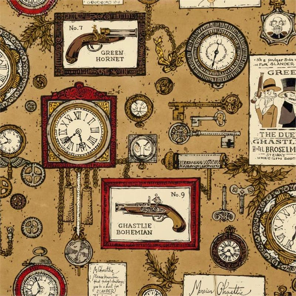 A Ghastlie Duel in Taupe by Alexander Henry Fabrics