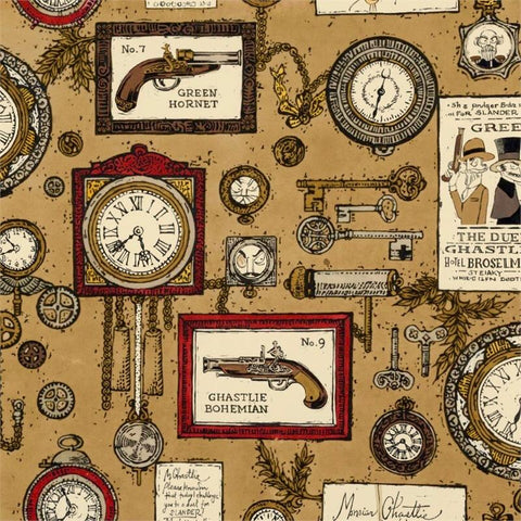 A Ghastlie Duel in Taupe by Alexander Henry Fabrics