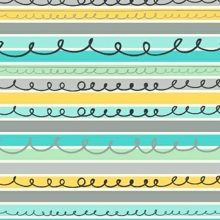 ANIMAL ABCs Stripes in Blue by Whistler Studios for Windham Fabrics