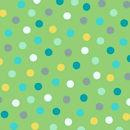 ANIMAL ABCs Polka Dots on Green by Whistler Studios for Windham Fabrics