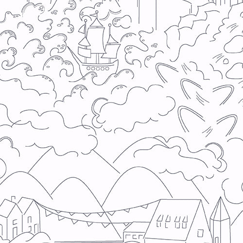 Abacus Village in Charcoal by Alison Glass for Andover Fabrics