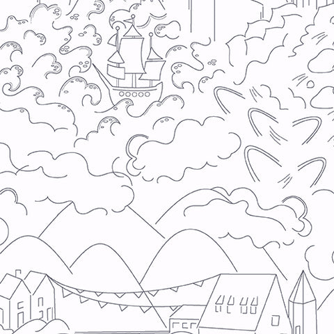 Abacus Village in Charcoal by Alison Glass for Andover Fabrics