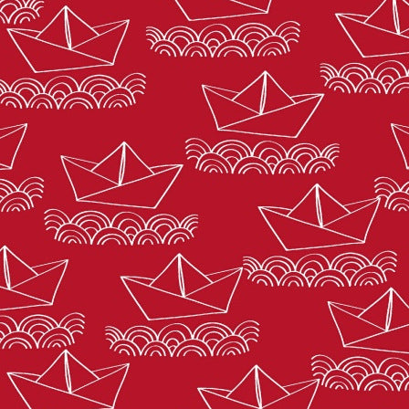 Ahoy Matey Sailboats Fabric on Red by Windham Fabrics