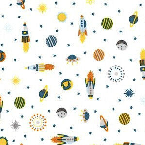 Atomic Bots Tiny Ships on White by Wilmington Prints