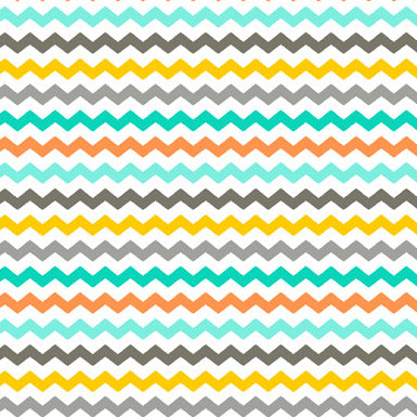 Atomic Bots in Chevron on White by Wilimington Prints