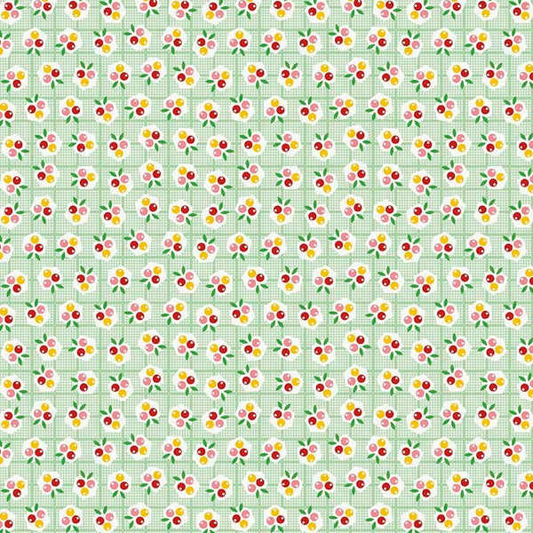 Backyard Roses Berries in Mint by Nadra Ridgeway for Riley Blake Designs