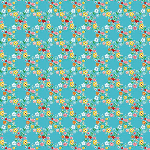 Backyard Roses Wreath in Blue by Nadra Ridgeway for Riley Blake Designs