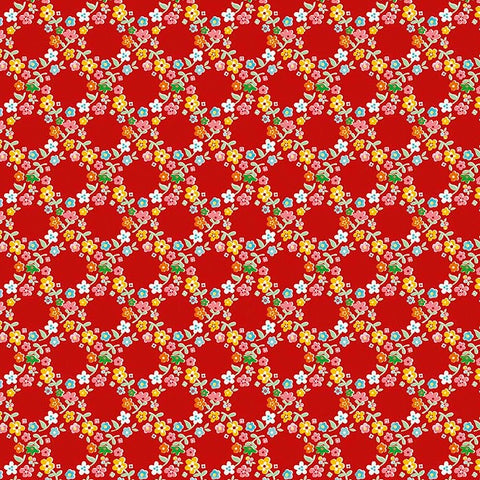 Backyard Roses Wreath in Red by Nadra Ridgeway for Riley Blake Designs