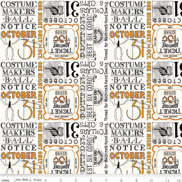 Costume Maker's Ball Ticket Text Cream