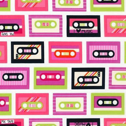 Beatbox Cassette Tapes in Retro by Ann Kelle for Robert Kaufman Fabrics