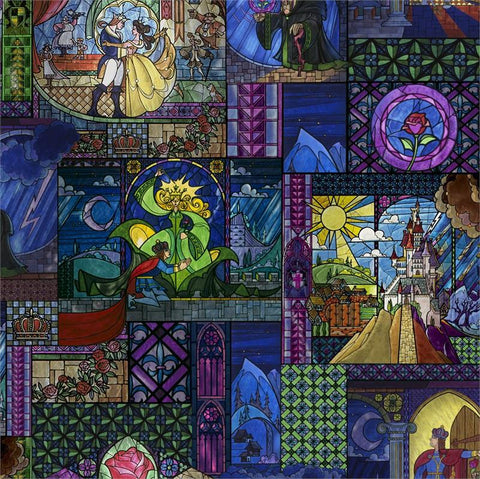 Beauty and the Beast Stained Glass