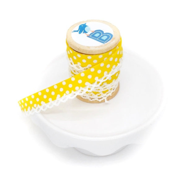 Bias Tape Double Fold Crocheted Edge in Polka Dot Yellow