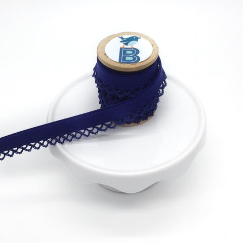 Bias Tape Double Fold Crocheted Edge in Solid Blue