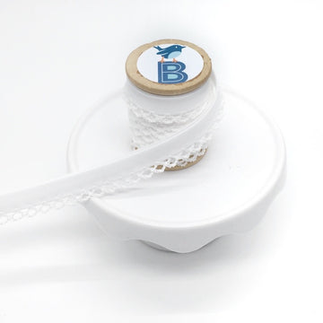 Bias Tape Double Fold Crocheted Edge in Solid White