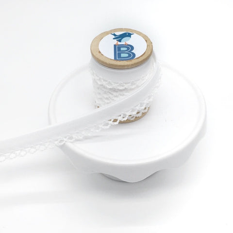 Bias Tape Double Fold Crocheted Edge in Solid White