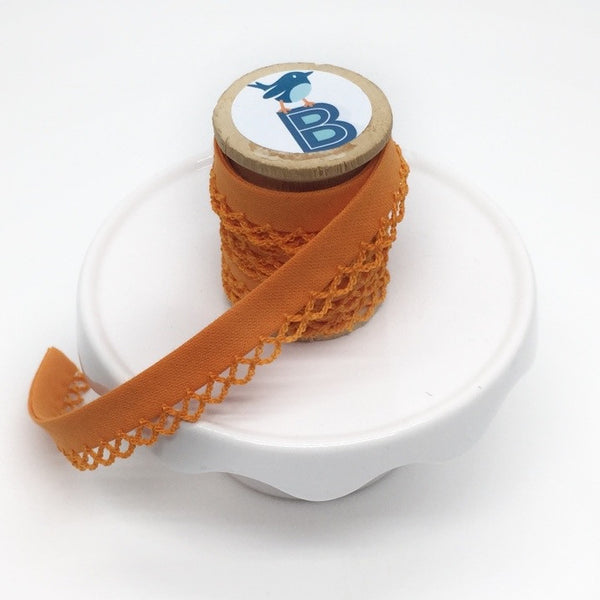 Bias Tape Double Fold Crocheted Edge in Solid Orange