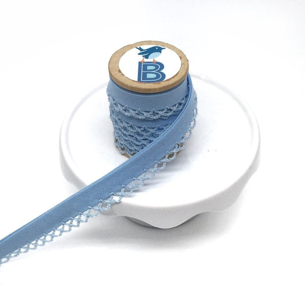 Bias Tape Double Fold Crocheted Edge in Solid Celeste