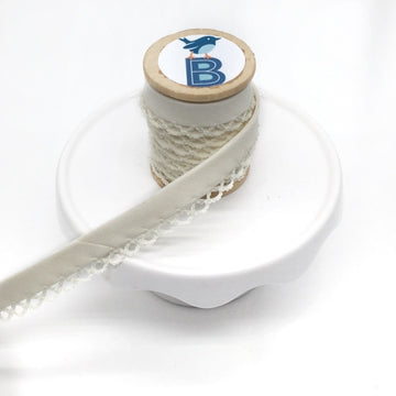 Bias Tape Double Fold Crocheted Edge in Solid Cream