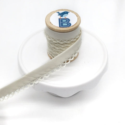 Bias Tape Double Fold Crocheted Edge in Solid Cream