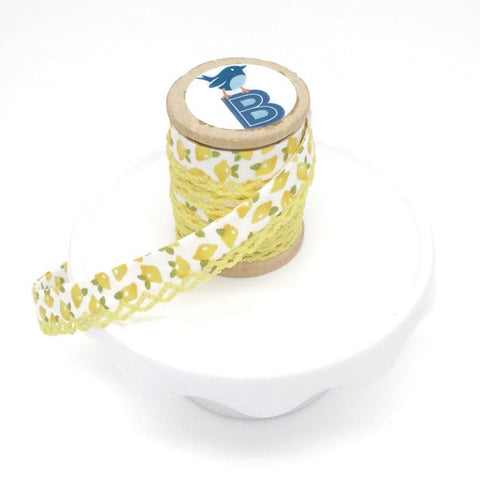 Bias Tape Double Fold Crocheted Edge in Lemon Fruit