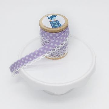 Bias Tape Double Fold Crocheted Edge in Polka Dot Lilac