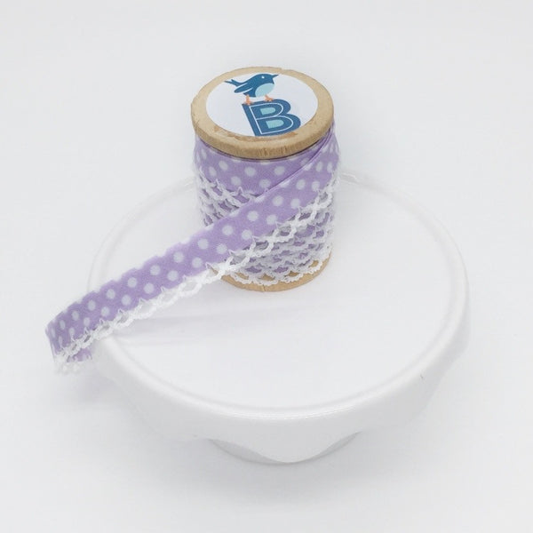 Bias Tape Double Fold Crocheted Edge in Polka Dot Lilac