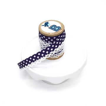 Bias Tape Double Fold Crocheted Edge in Polka Dot Marino