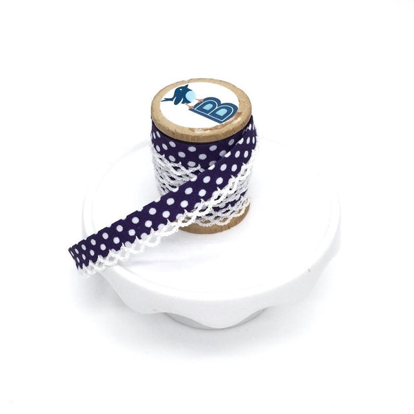 Bias Tape Double Fold Crocheted Edge in Polka Dot Marino