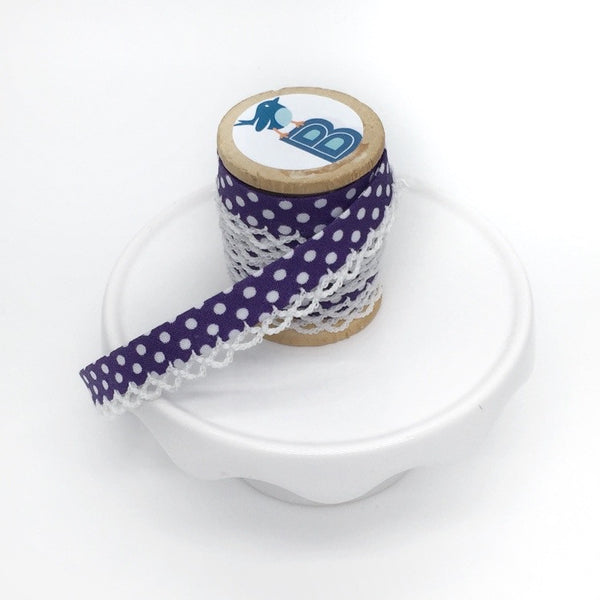 Bias Tape Double Fold Crocheted Edge in Polka Dot Morado